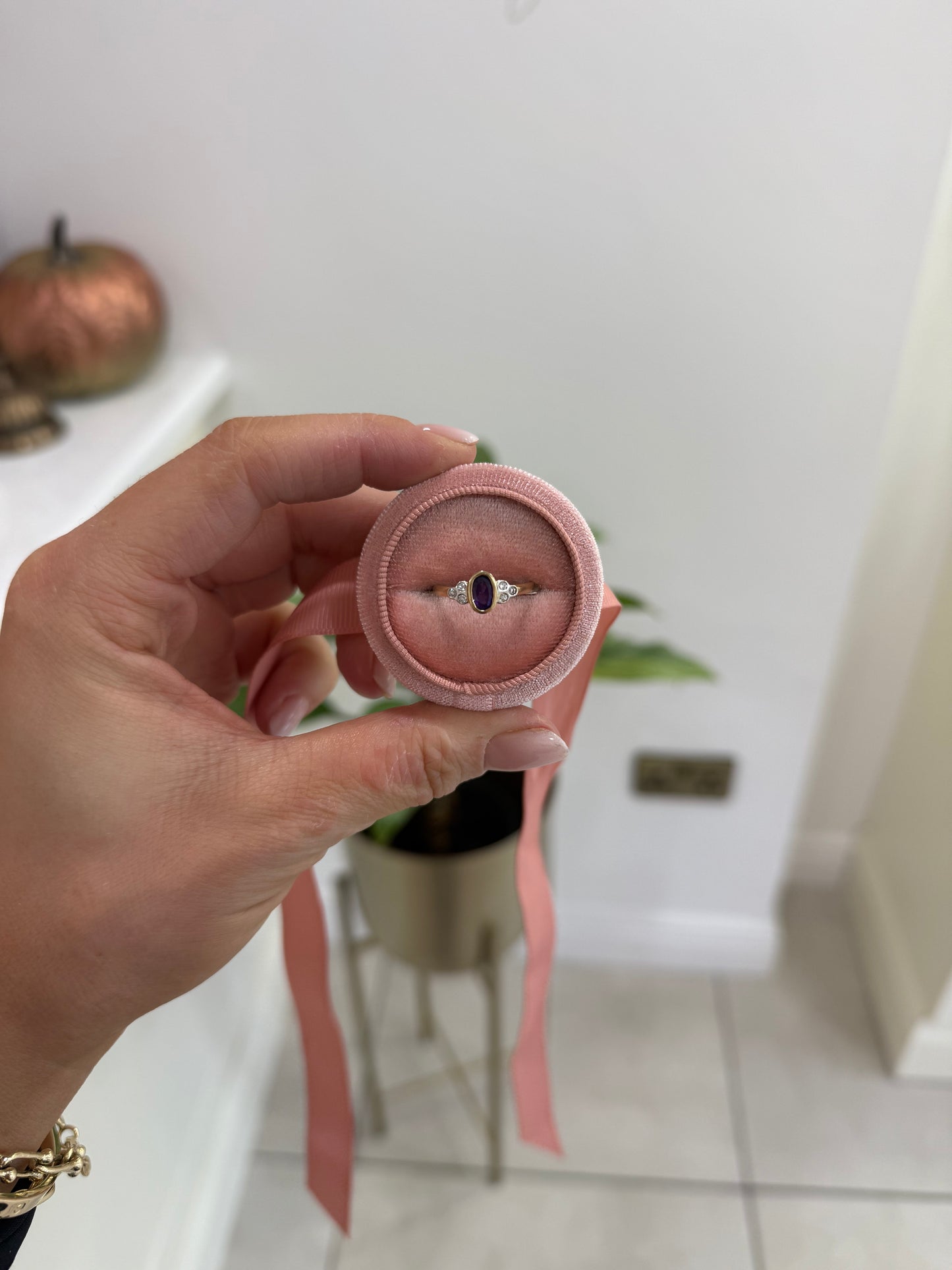 9ct Amethyst & Diamond Ring