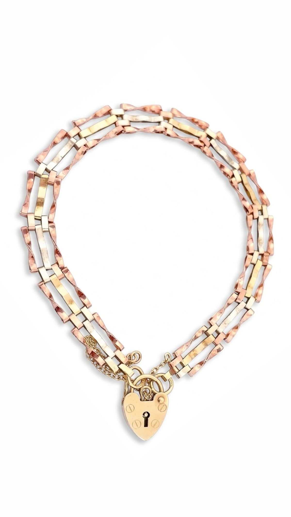 9ct Tri-Colour Gold Gate Bracelet