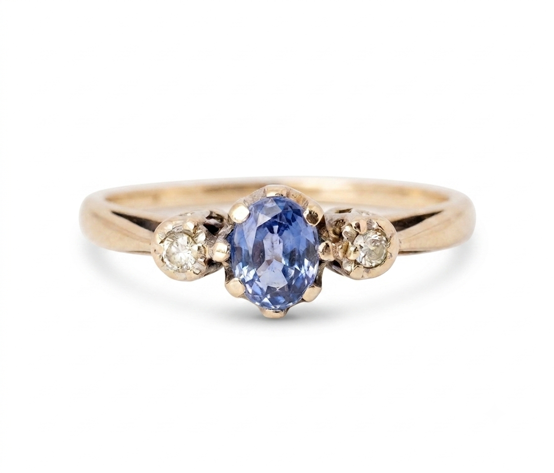 9ct Gold Sapphire & Diamond Trilogy Ring