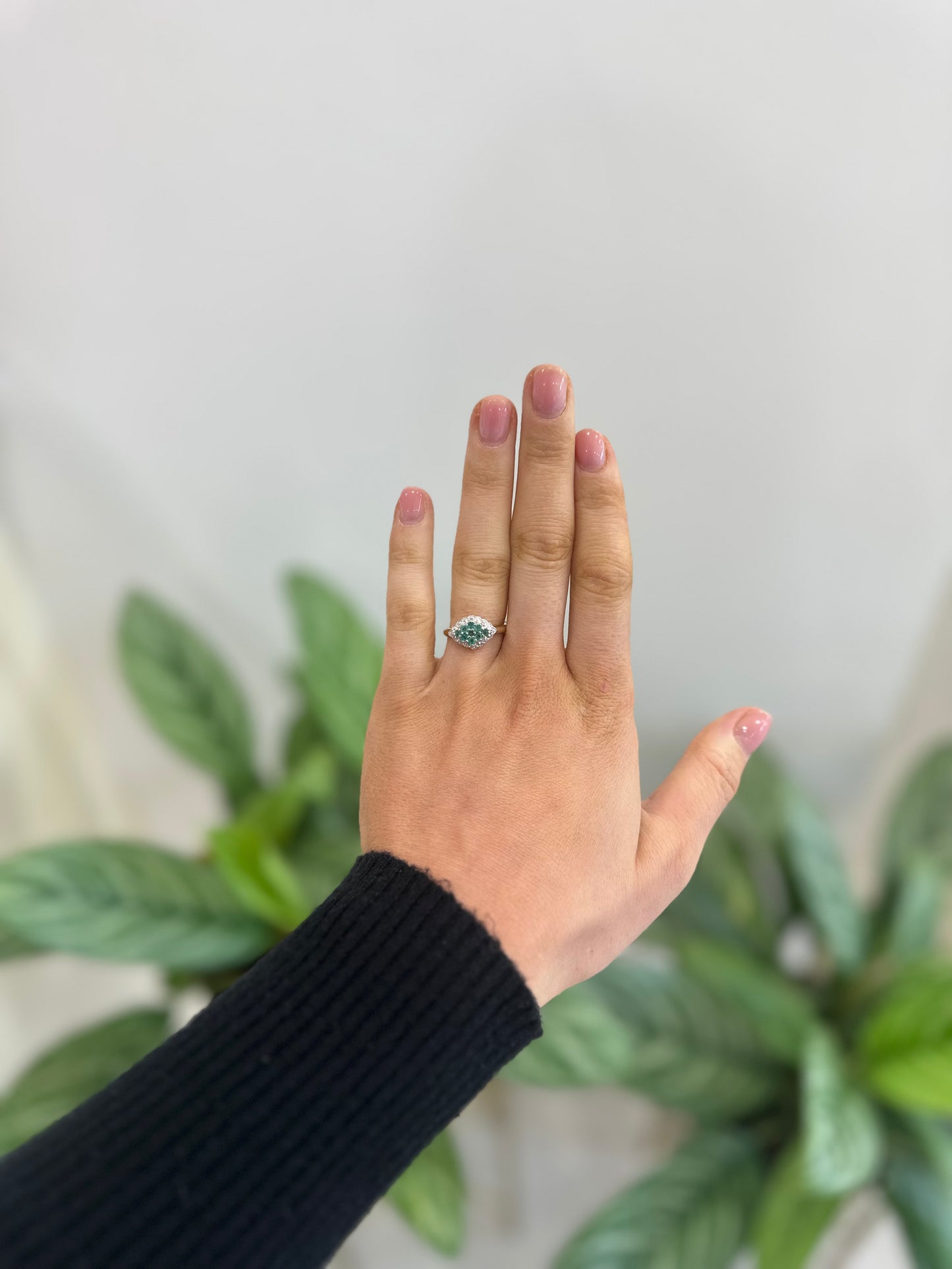 Emerald & Diamond Cluster Ring