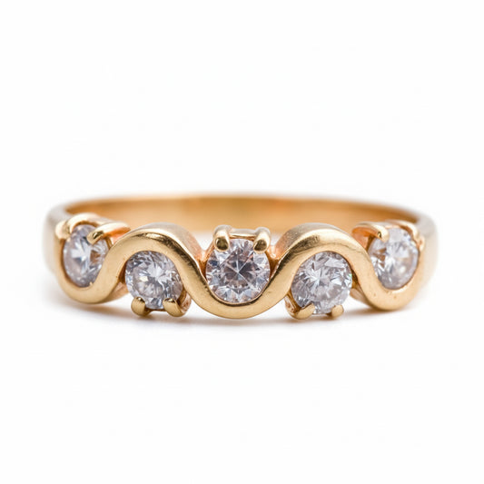 9ct Gold Five Stone CZ Ring