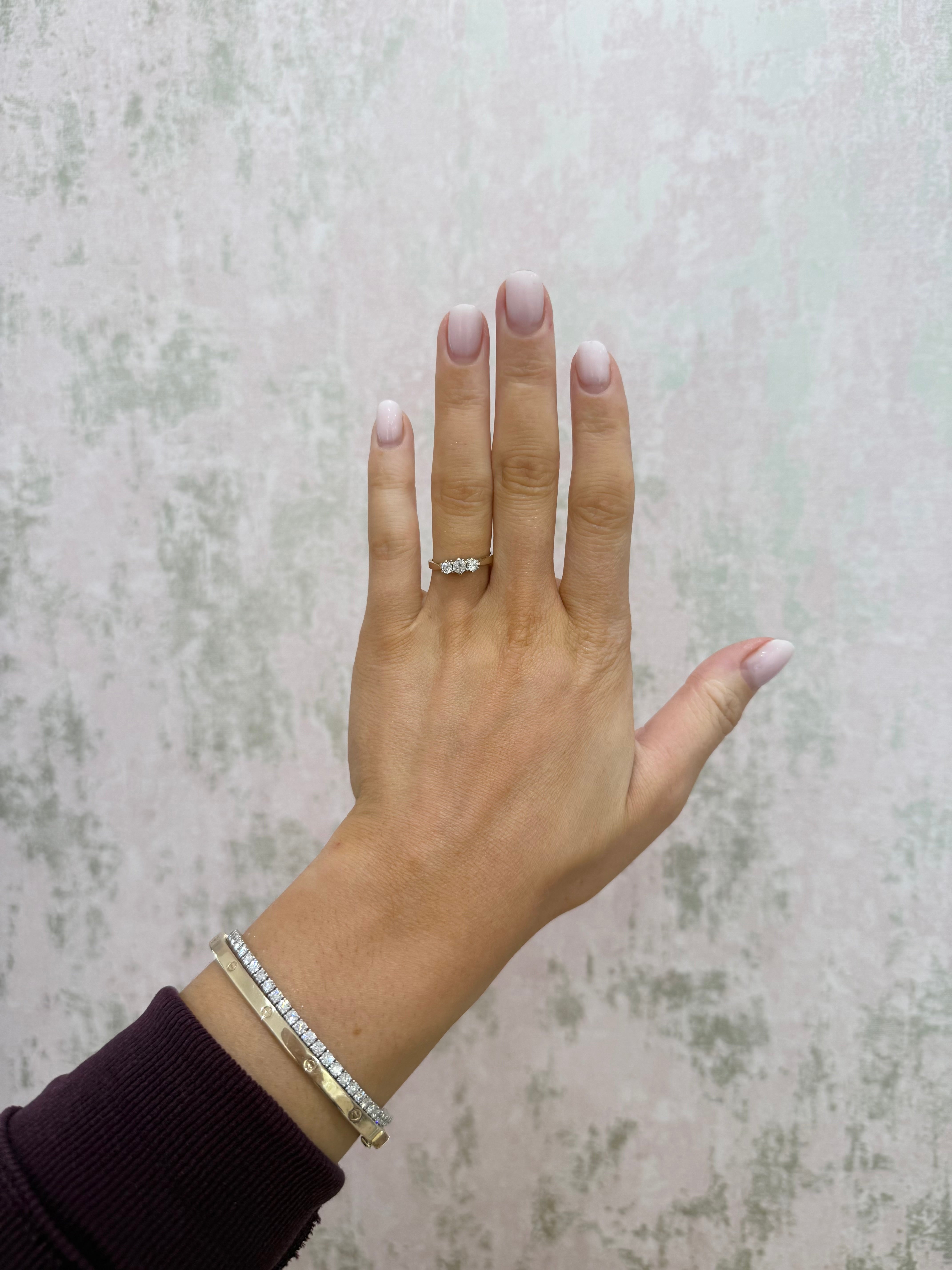 9ct Gold Natural Diamond Trilogy Ring