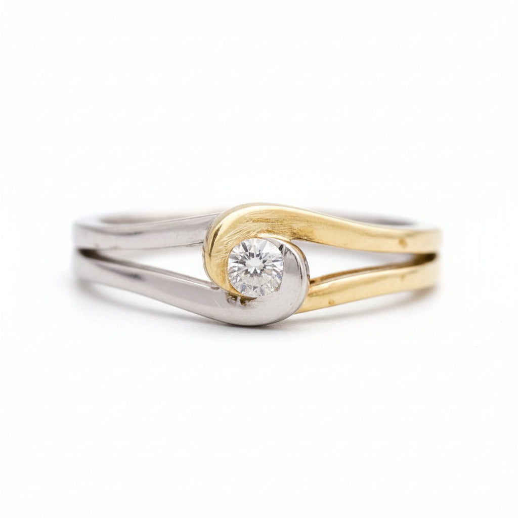 9ct Gold Two Tone Diamond Loop Ring