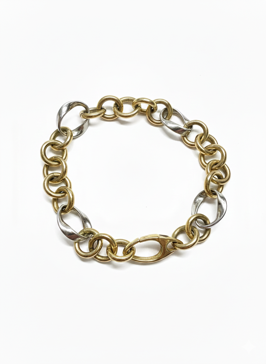 9ct Two Tone Open Link Bracelet