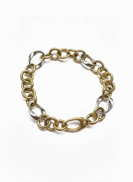 9ct Two Tone Open Link Bracelet