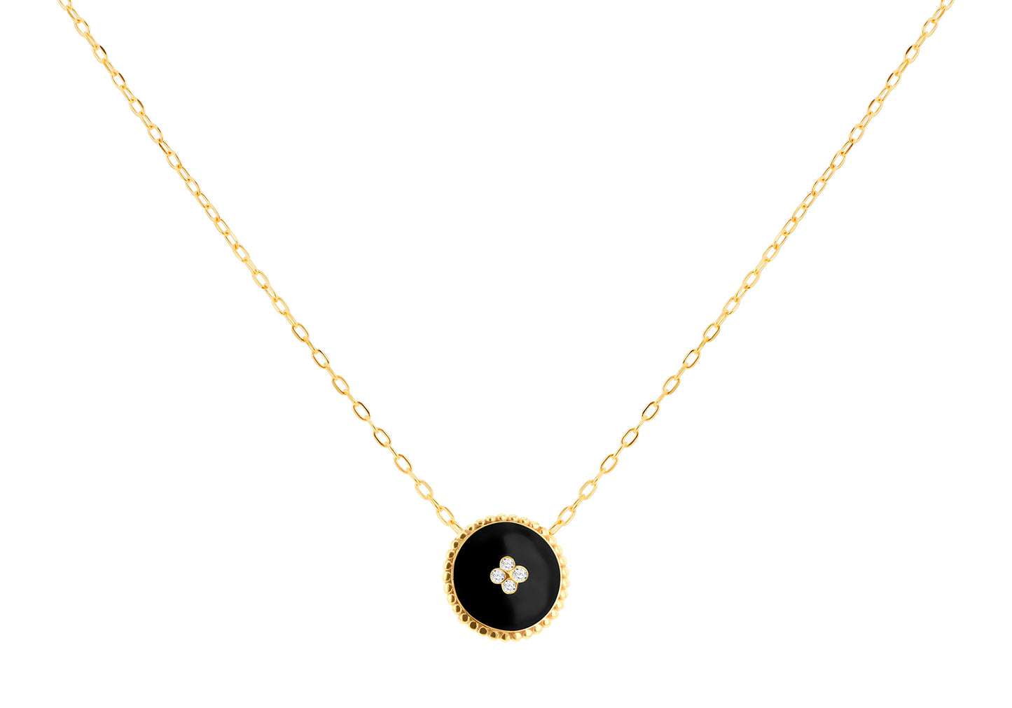 Black Enamel & Diamond Necklace
