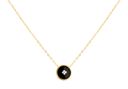 Black Enamel & Diamond Necklace