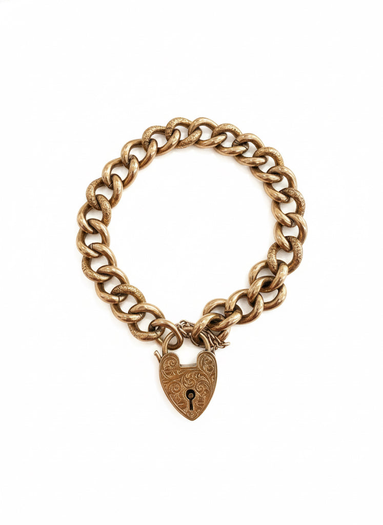 Vintage 9ct Rose Gold Chased Curb Bracelet