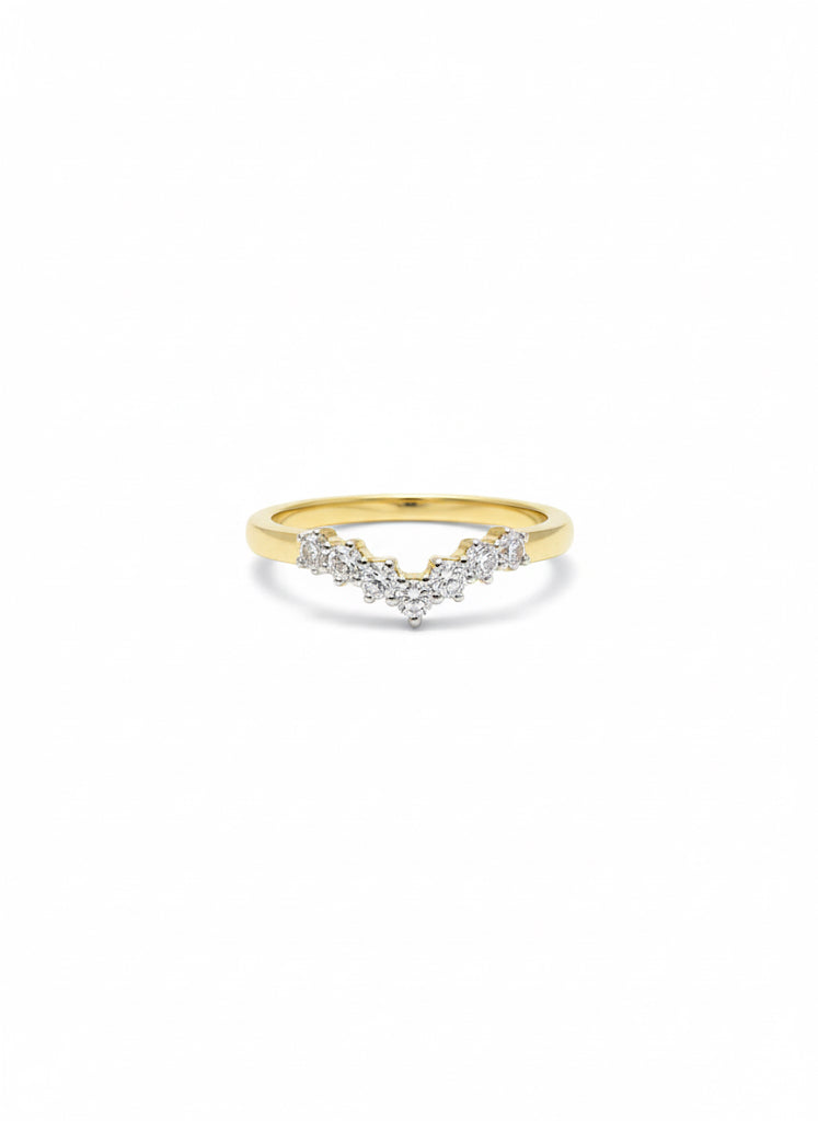 Vintage 9ct Gold and 0.25 Carat Diamond Wishbone Ring