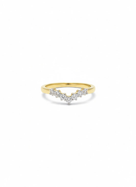 Vintage 9ct Gold and 0.25 Carat Diamond Wishbone Ring
