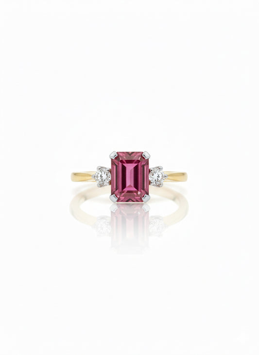Pink Tourmaline & Diamond Ring