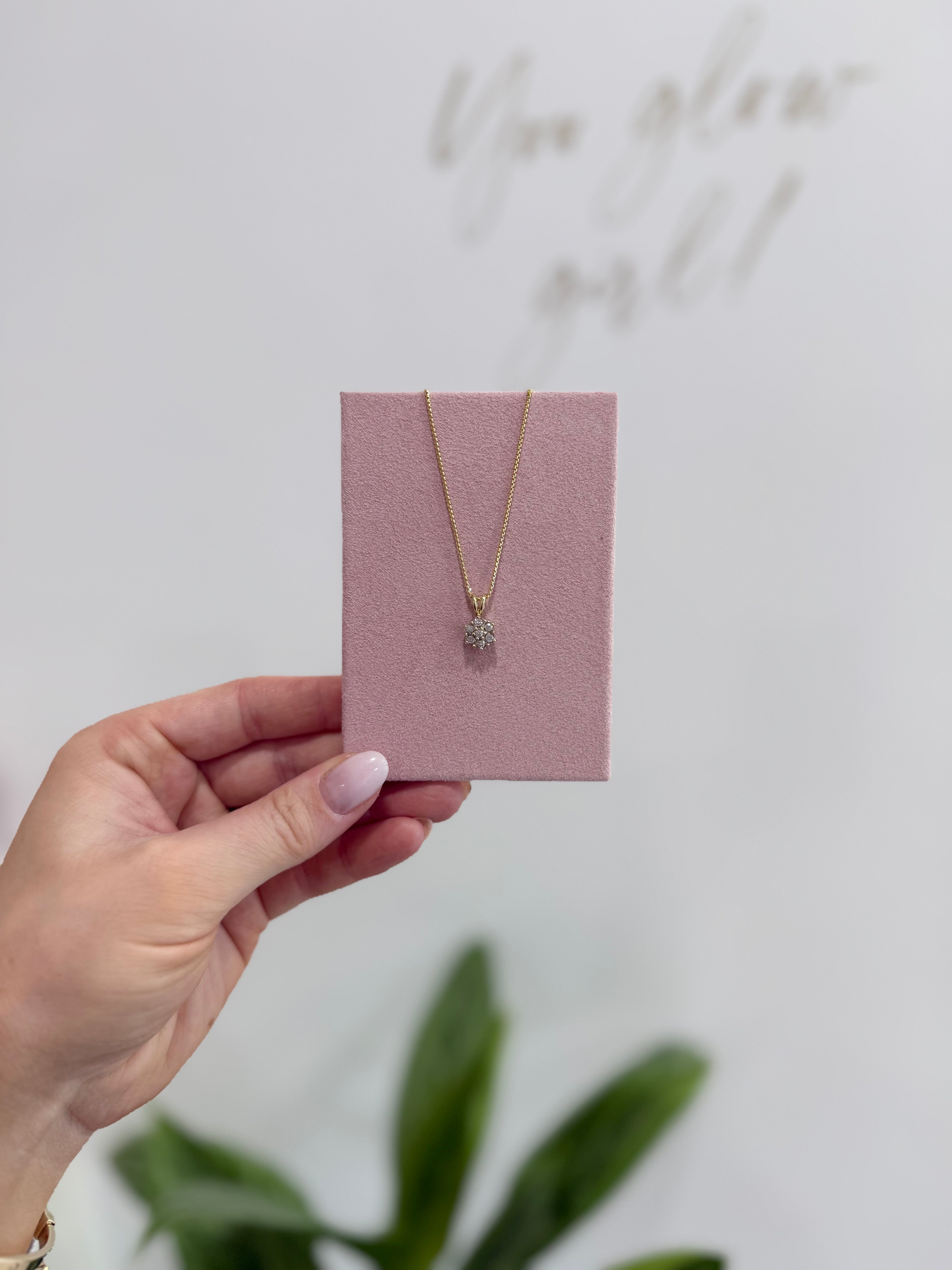 9ct Diamond Cluster Necklace