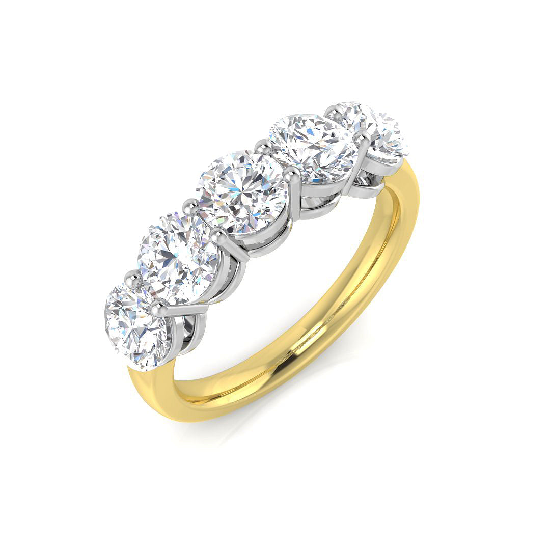 9ct Gold 5x Stone Lab Diamond Ring