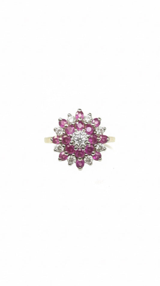 Ruby & Diamond Cluster Ring