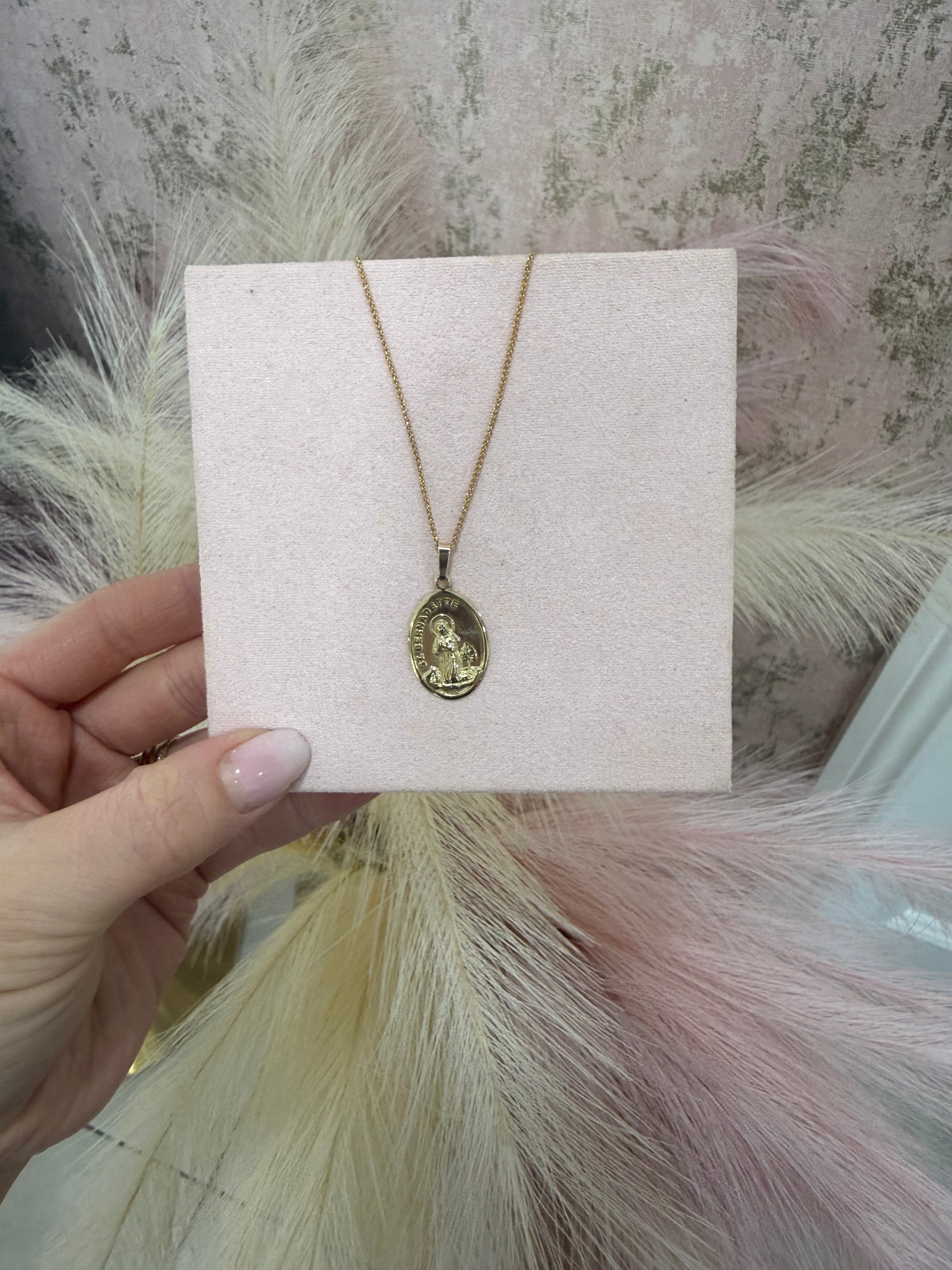 9ct St Bernadette Medal Necklace