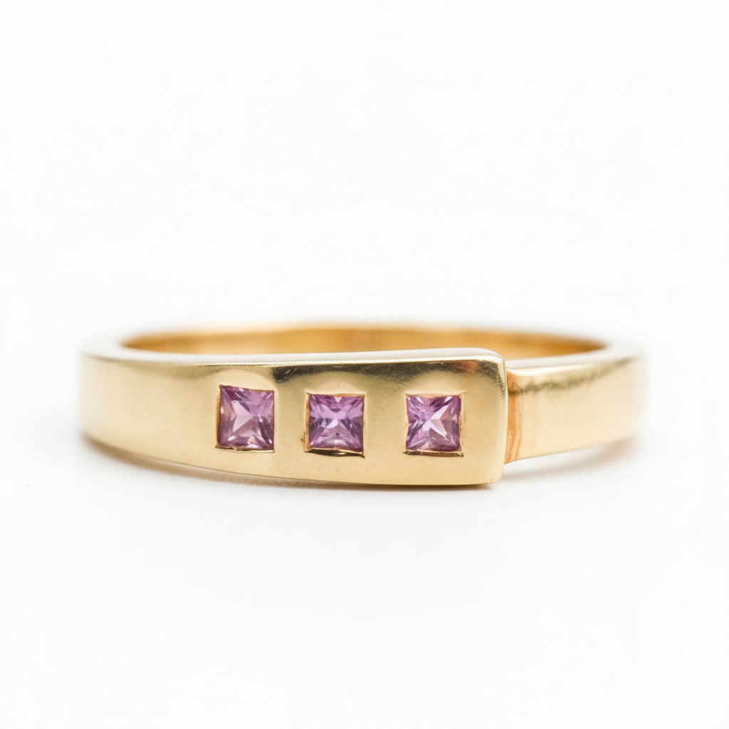 9ct Gold Pink Sapphire Band