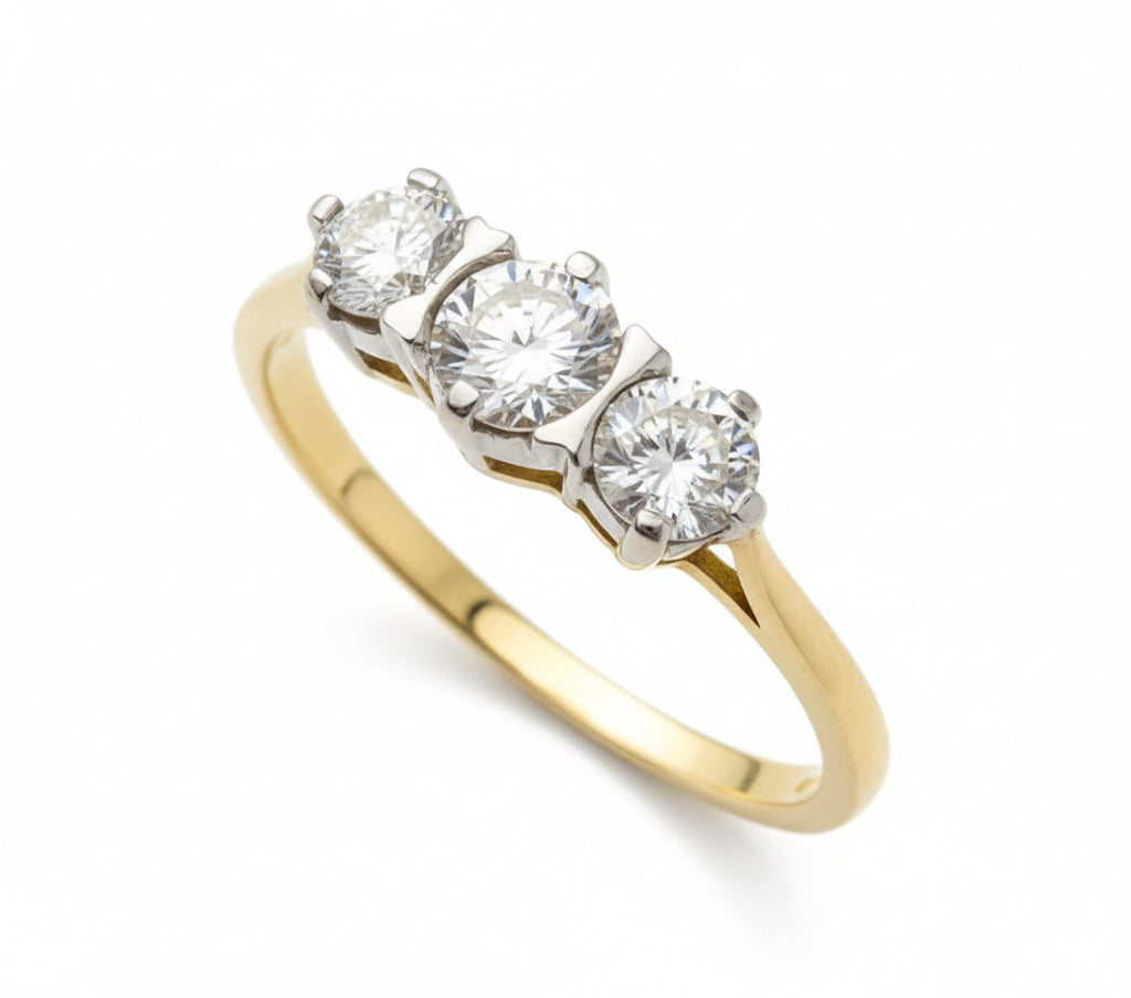 9ct Gold and CZ Trilogy Ring