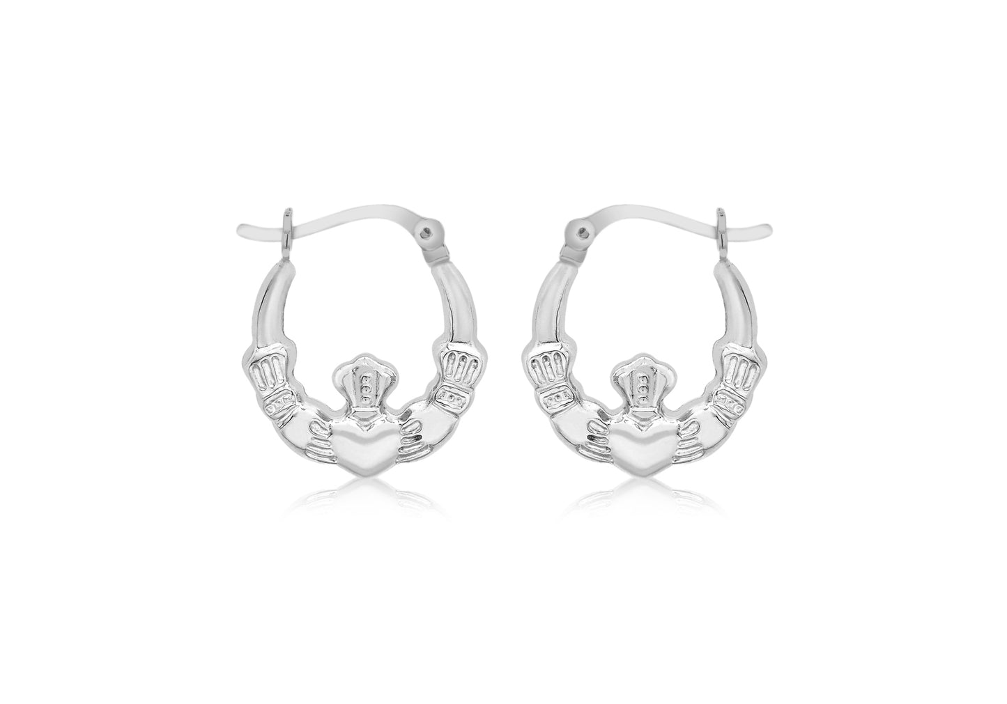 Silver Claddagh Hoops