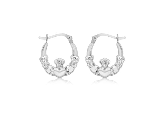 Silver Claddagh Hoops