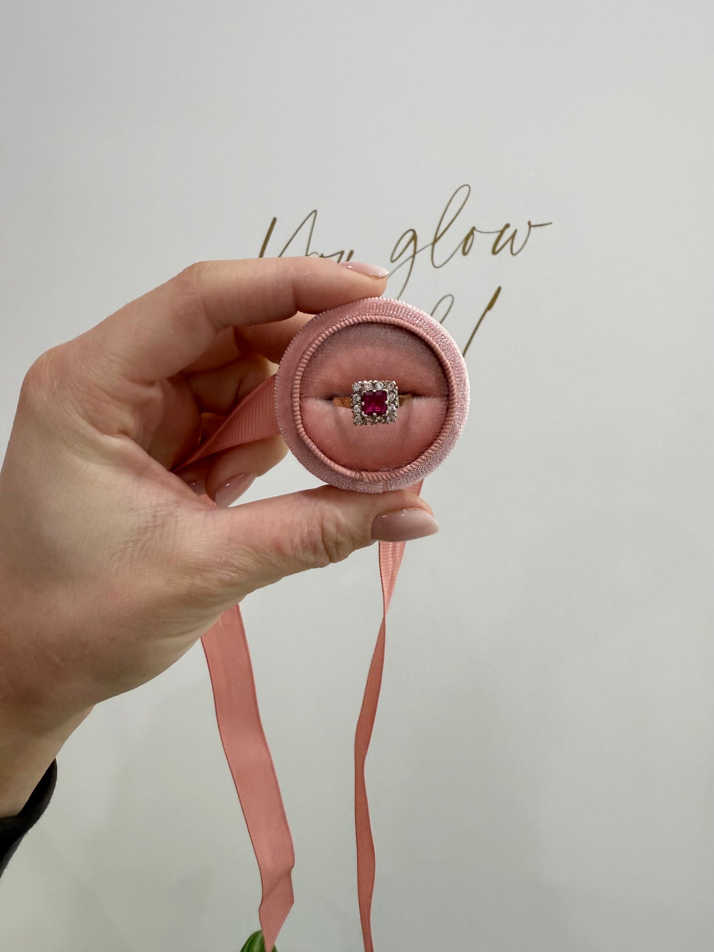 9ct Gold Ruby & CZ Ring