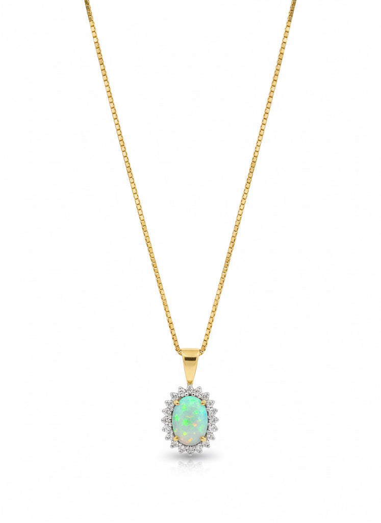 9ct Opal & Diamond Necklace