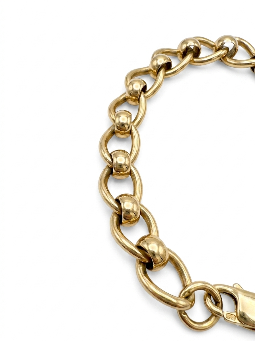 9ct Gold Heavy Roller Link Bracelet