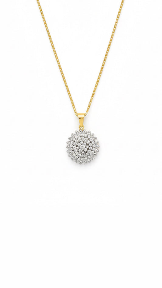 9ct Gold Natural Diamond Cluster Necklace