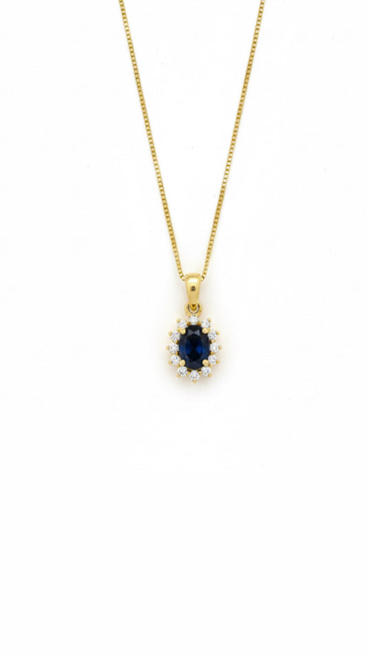 9ct Gold Sapphire and Diamond Pendant Necklace