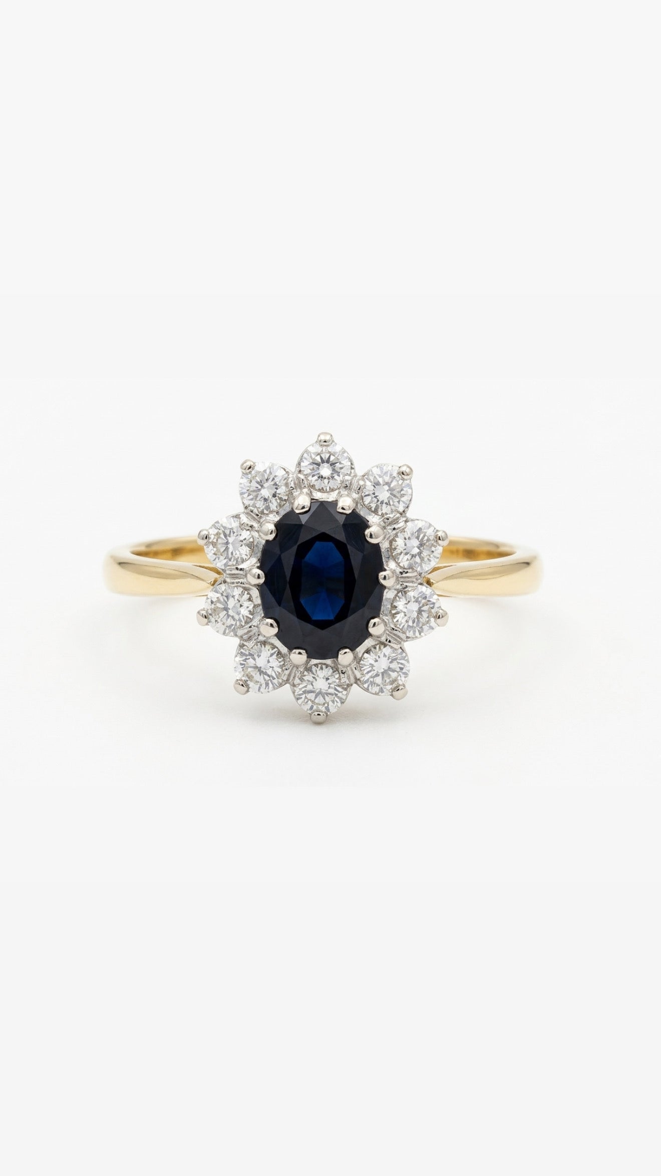 18ct Sapphire & Diamond Daisy Style Ring