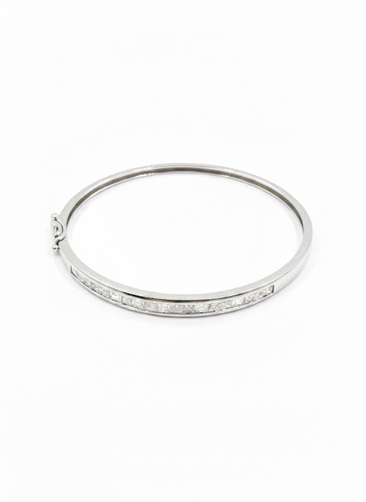 9ct White Gold Diamond Bangle
