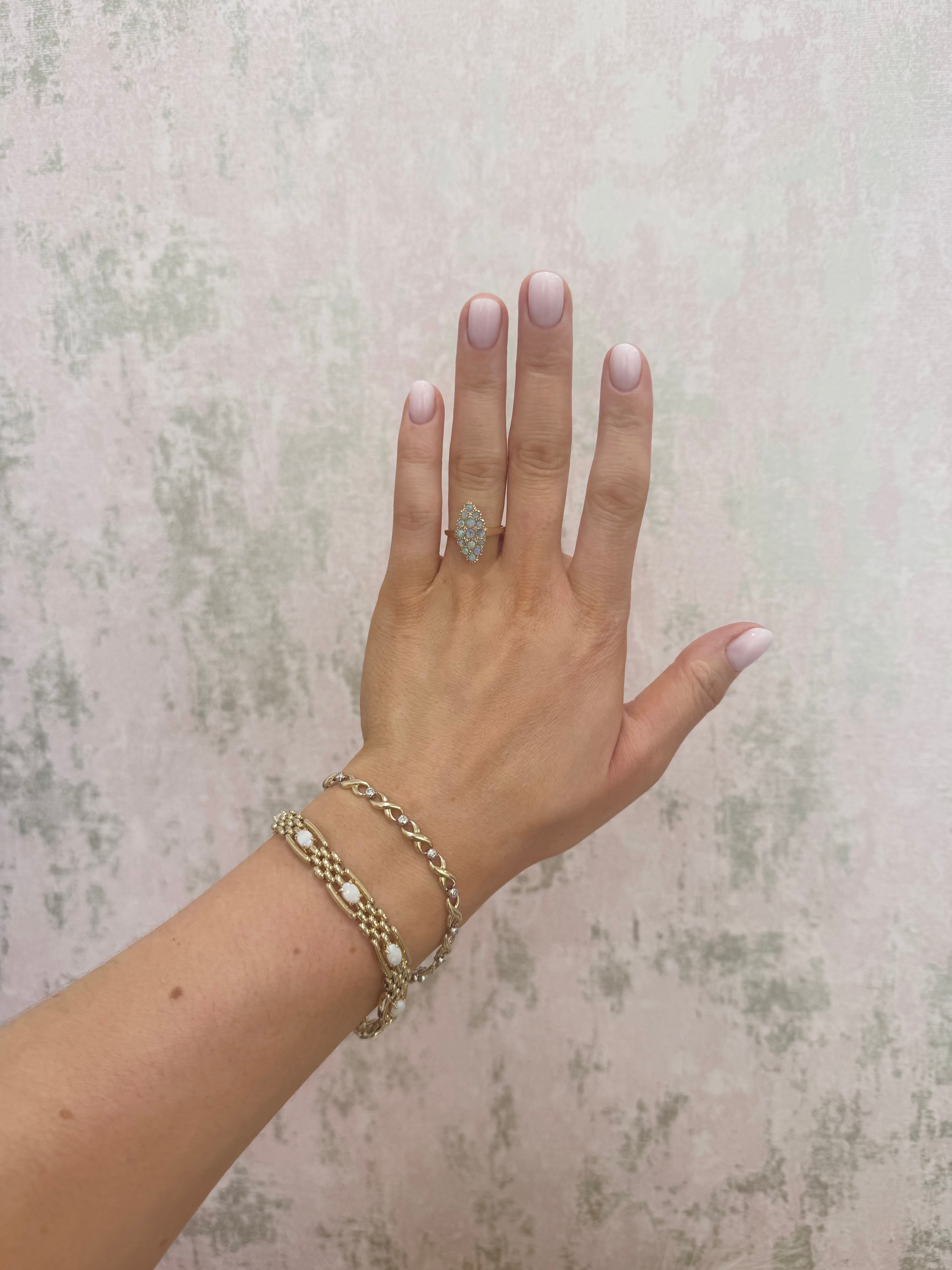 9ct Gold Opal Navette Ring