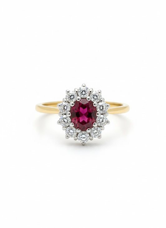18ct Ruby & Diamond Cluster Ring