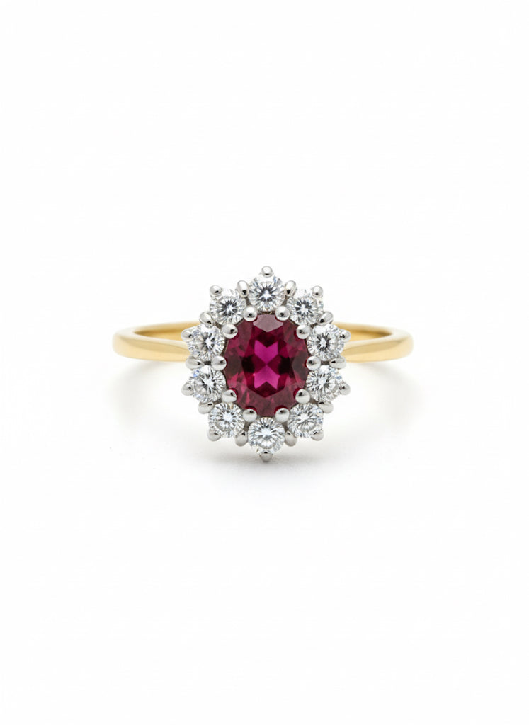18ct Ruby & Diamond Cluster Ring