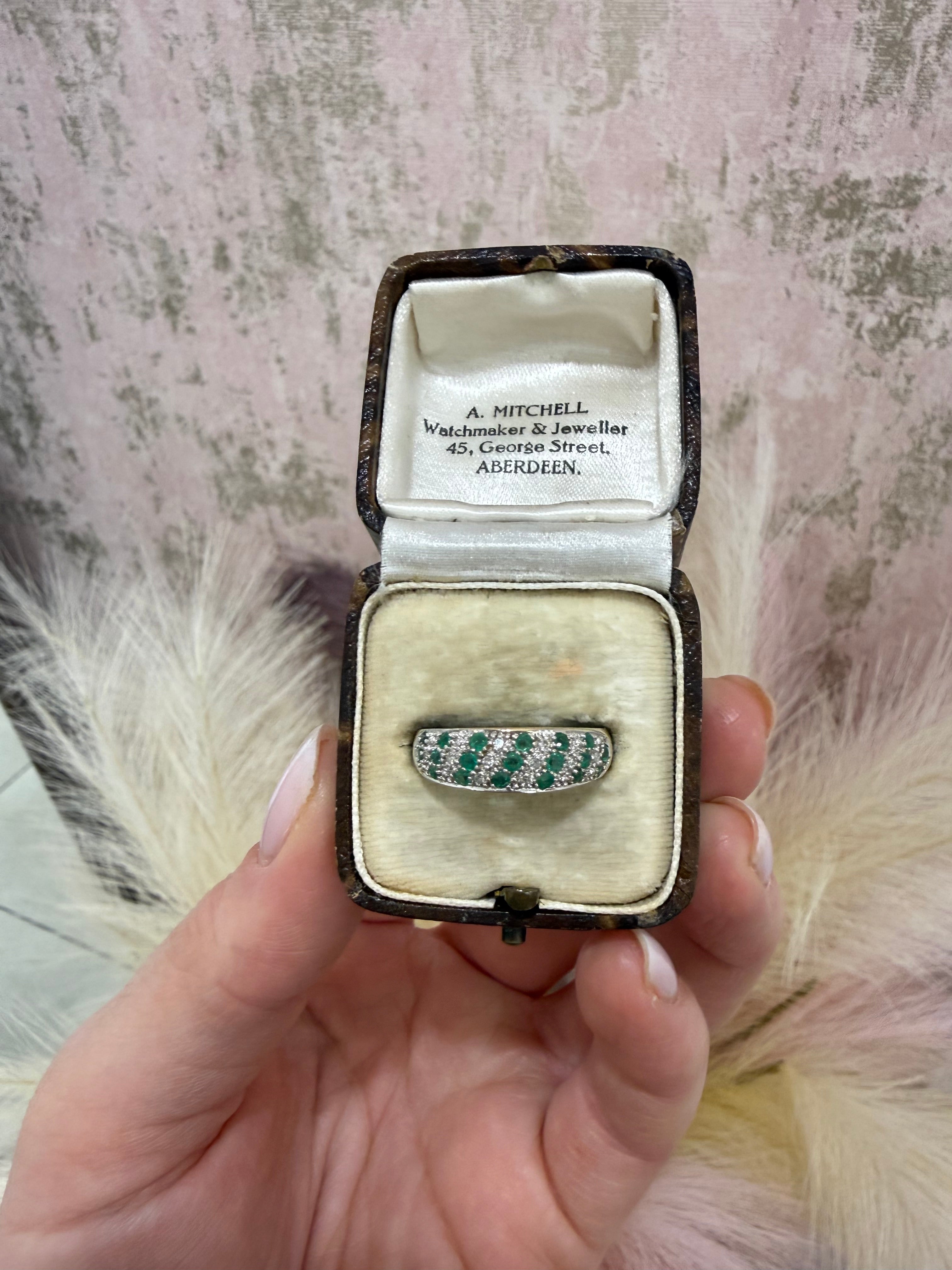 Vintage 9ct Gold, Emerald and Diamond Ring