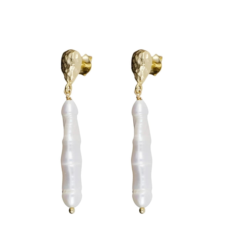 Jacqui Gold Plated Baroque Pearl Earrings