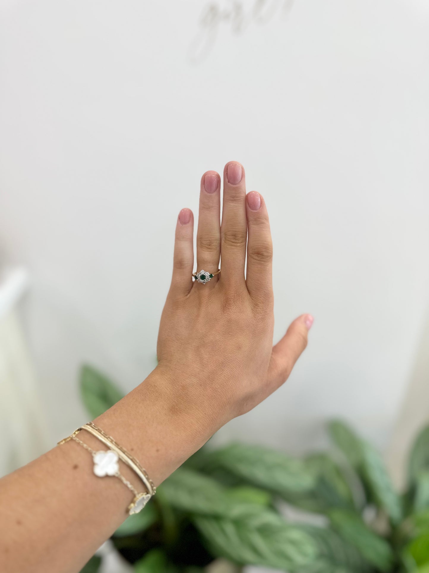Emerald & Diamond Cluster Ring