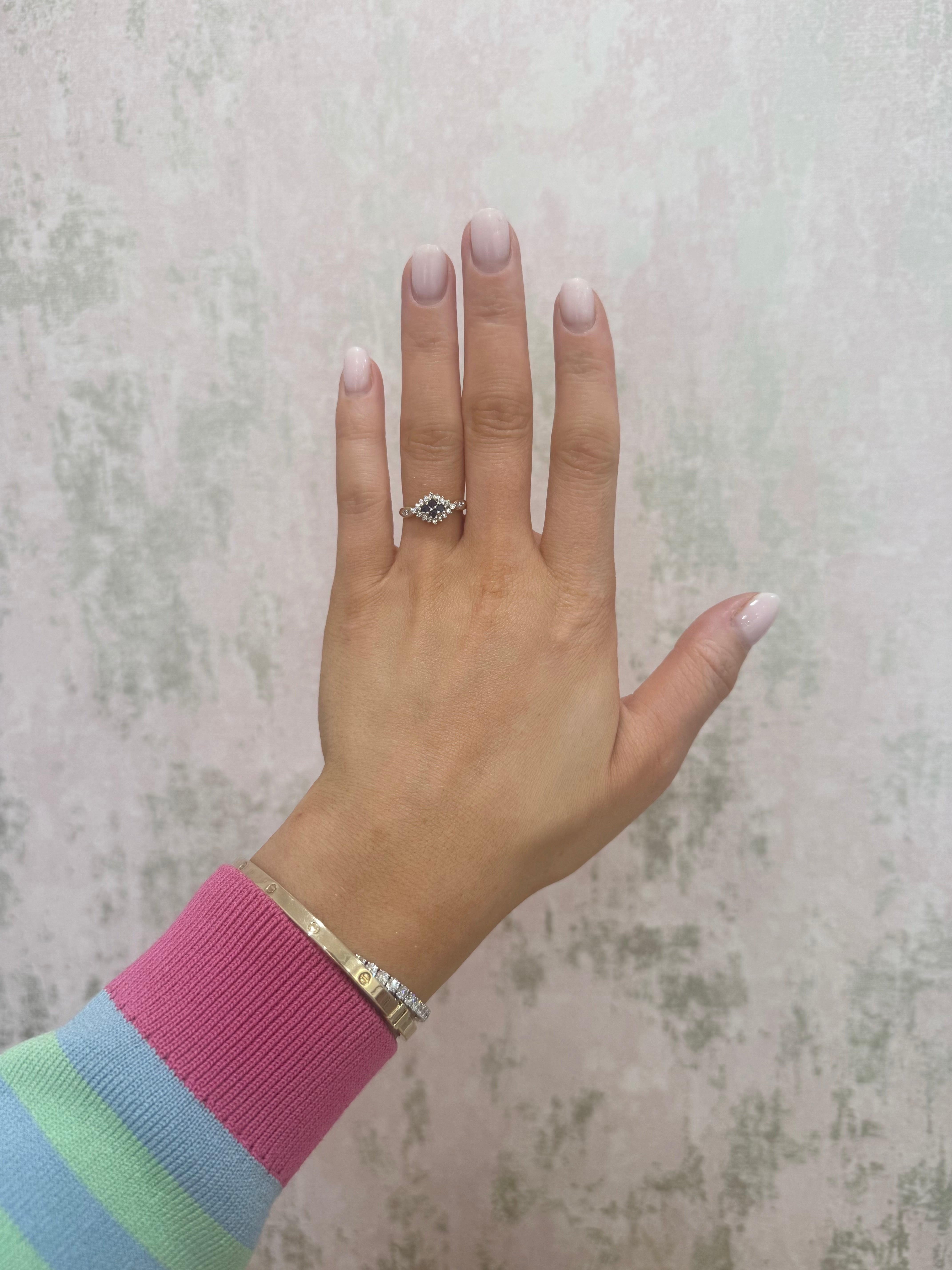 9ct Gold Sapphire & Cubic Zirconia Stone Ring