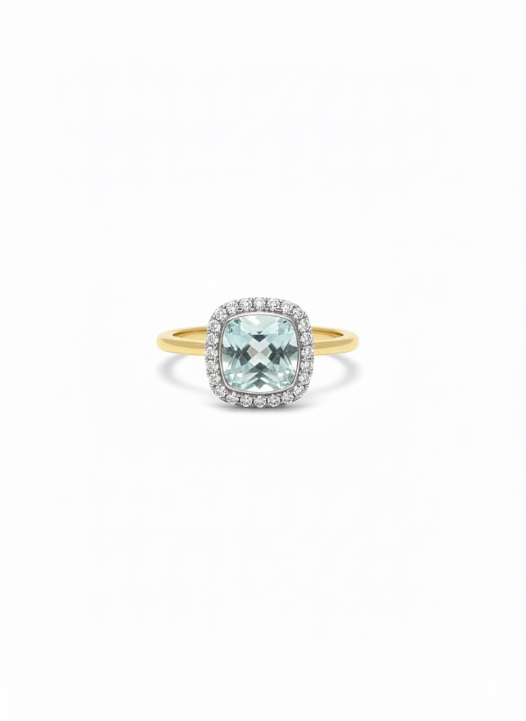 9ct Green Amethyst & Diamond Ring