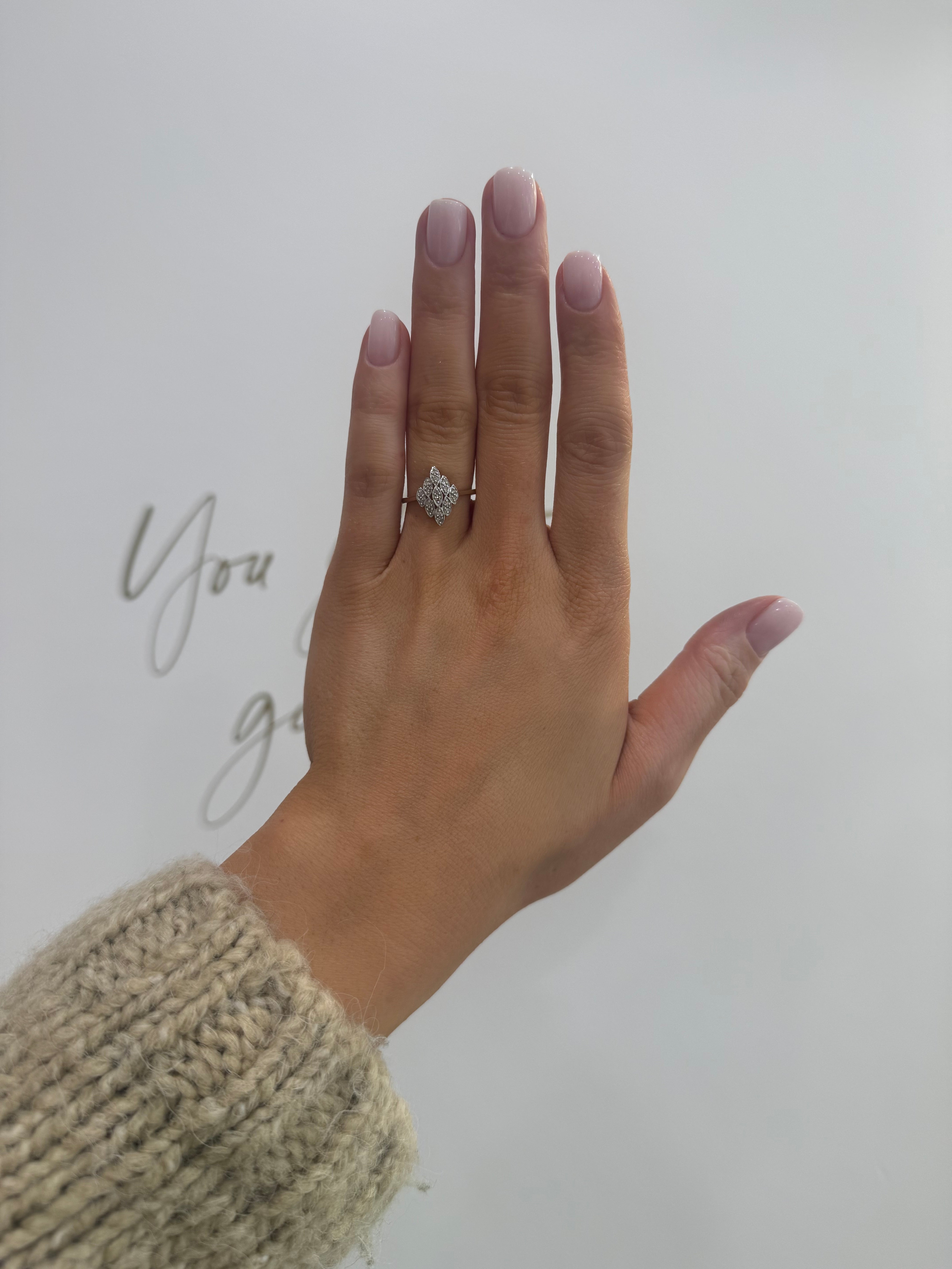 9ct Gold Diamond Marquise Cluster Ring