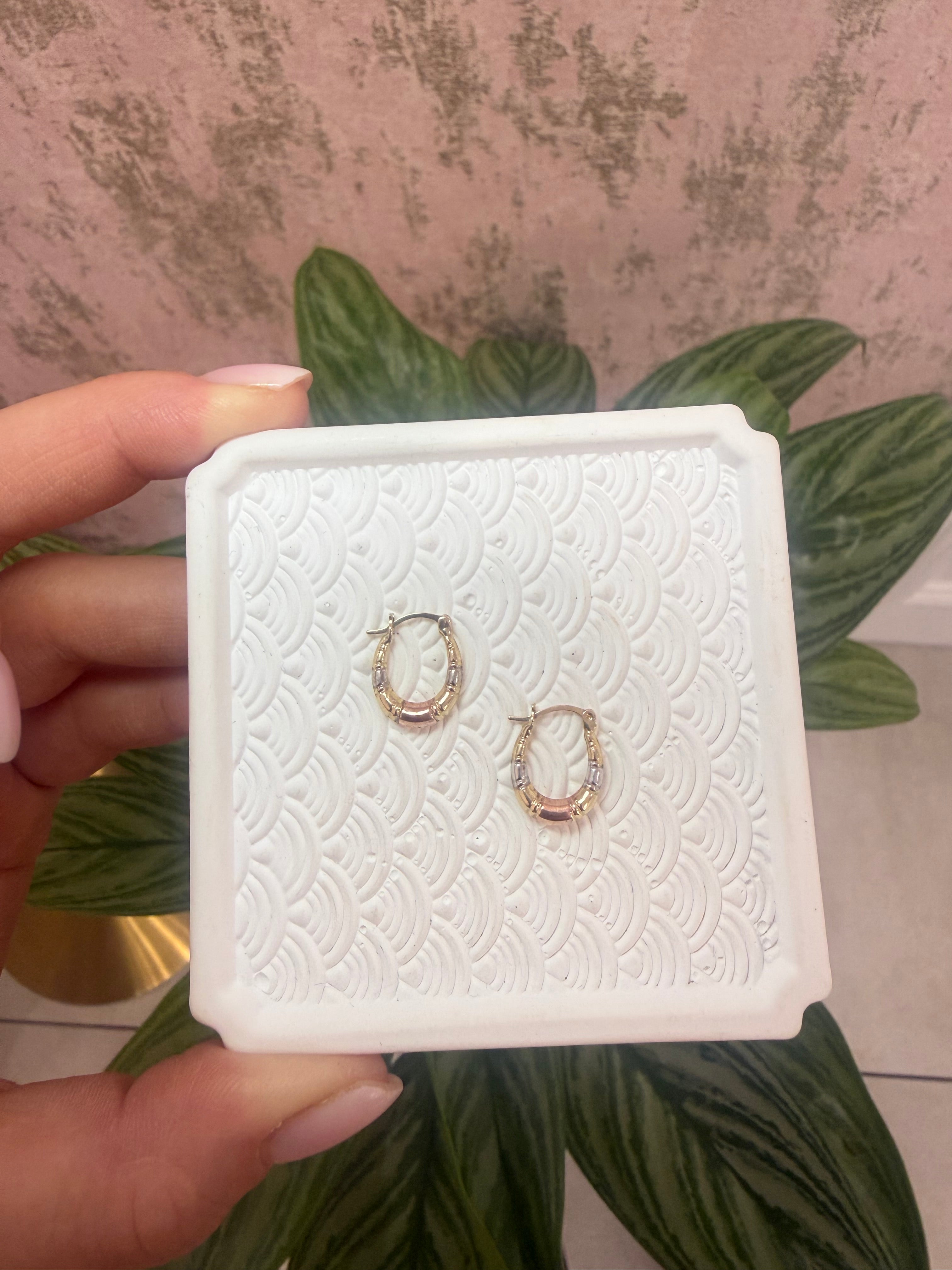 9ct Tri Gold Creole Earrings
