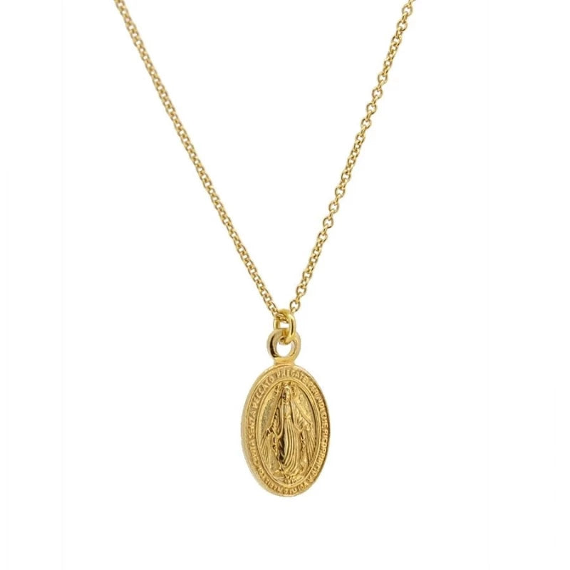 Gold Plated Miraculous Medal Necklace