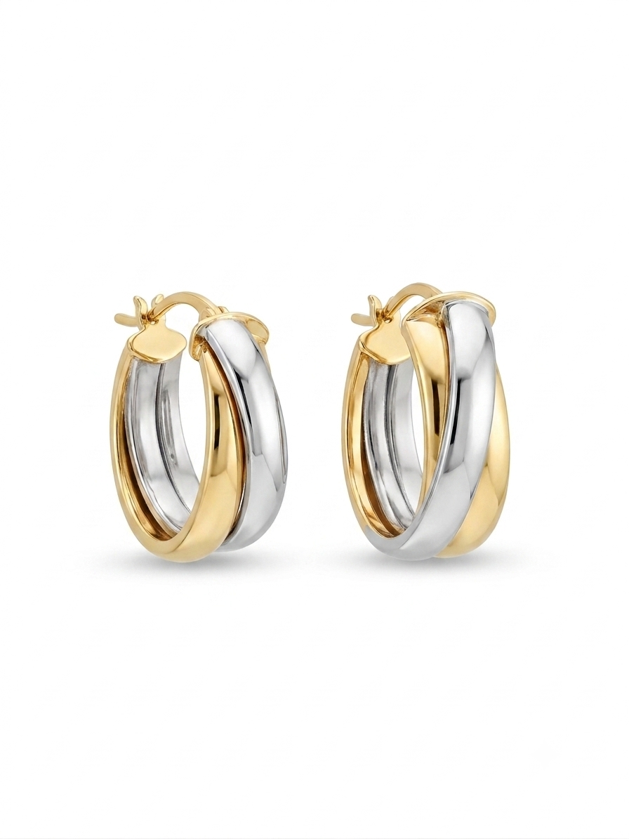 9ct Gold Two Tone Hoop Earrings