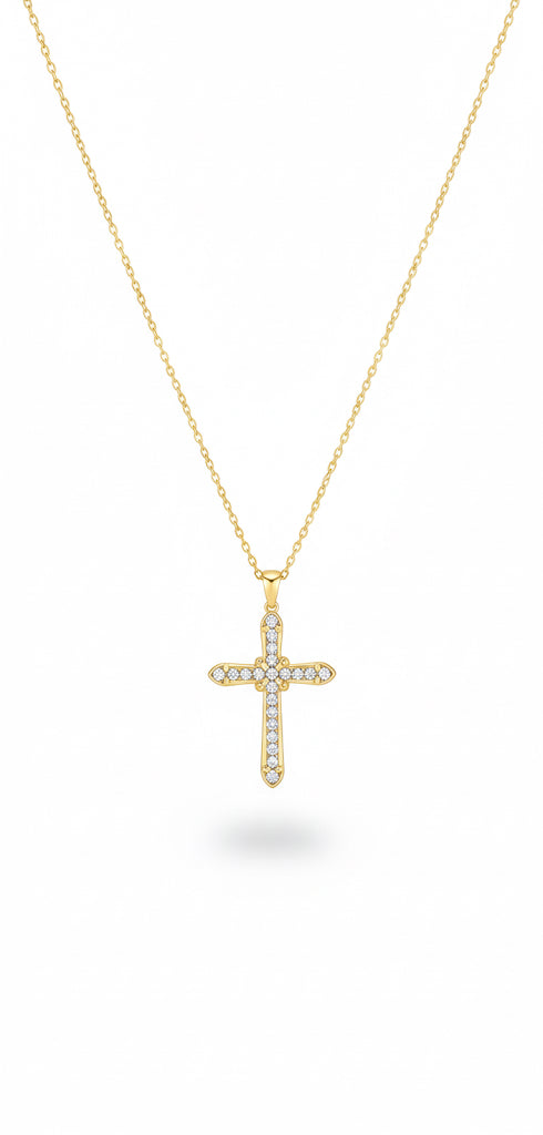 9ct Gold Diamond Cross Necklace