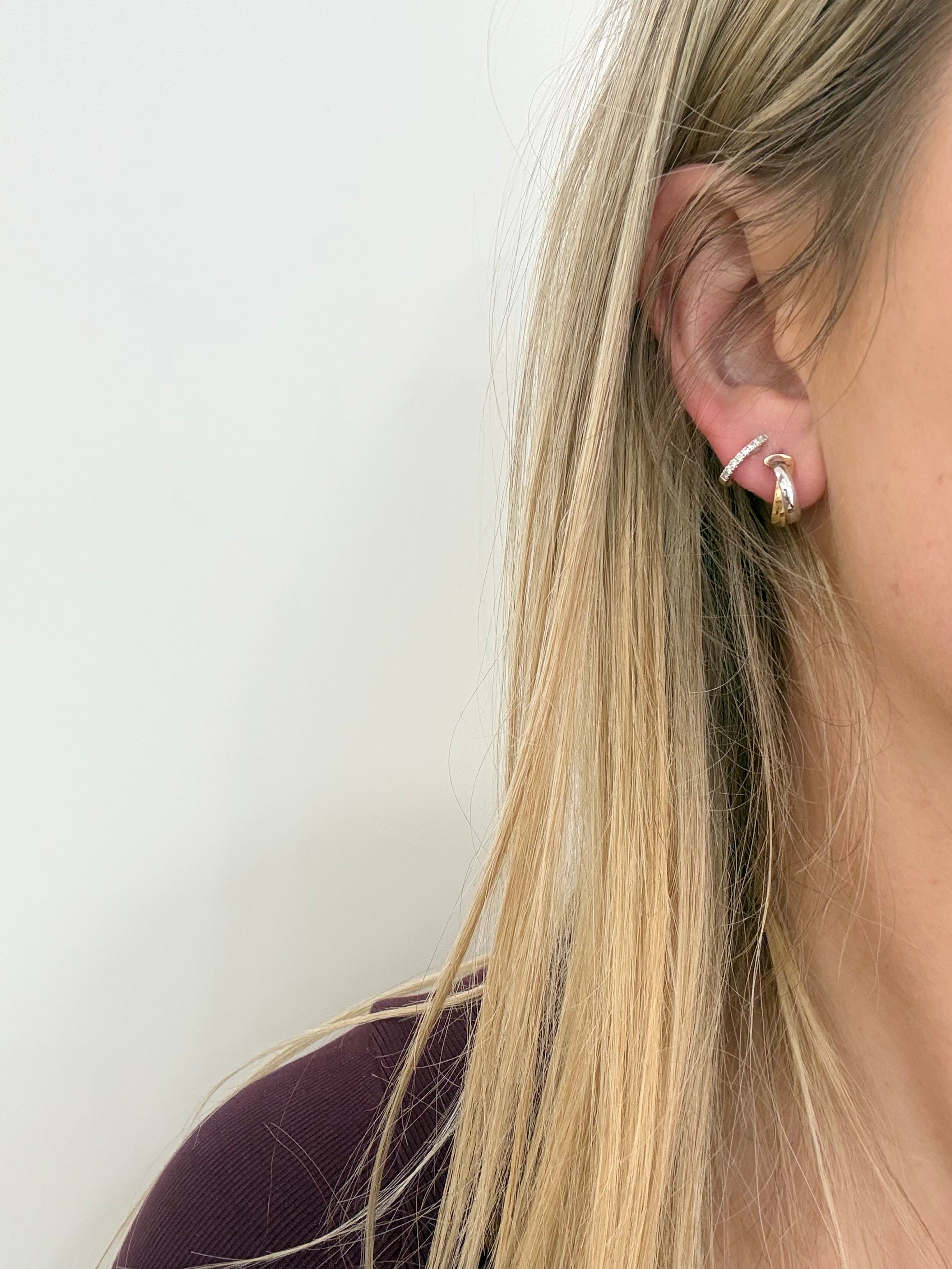 9ct Gold Two Tone Hoop Earrings