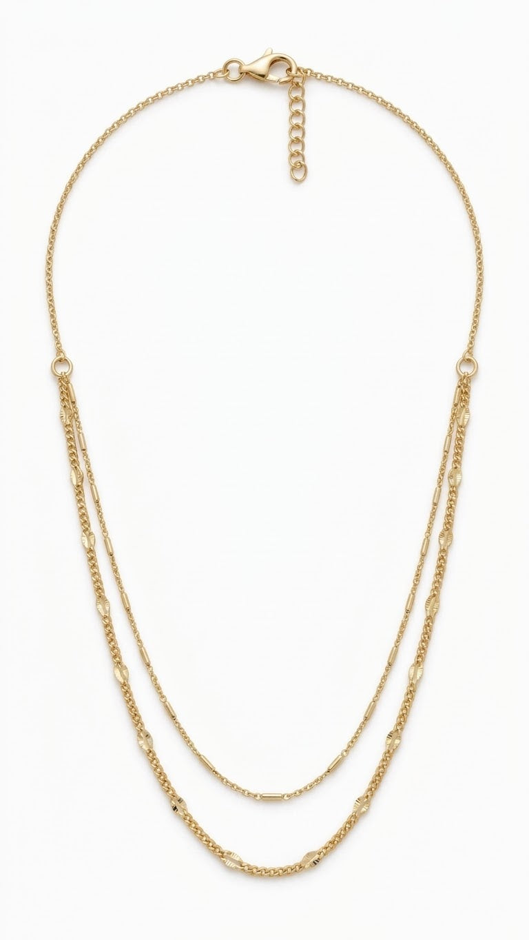 Viv Gold Plated Double Stranded Necklace