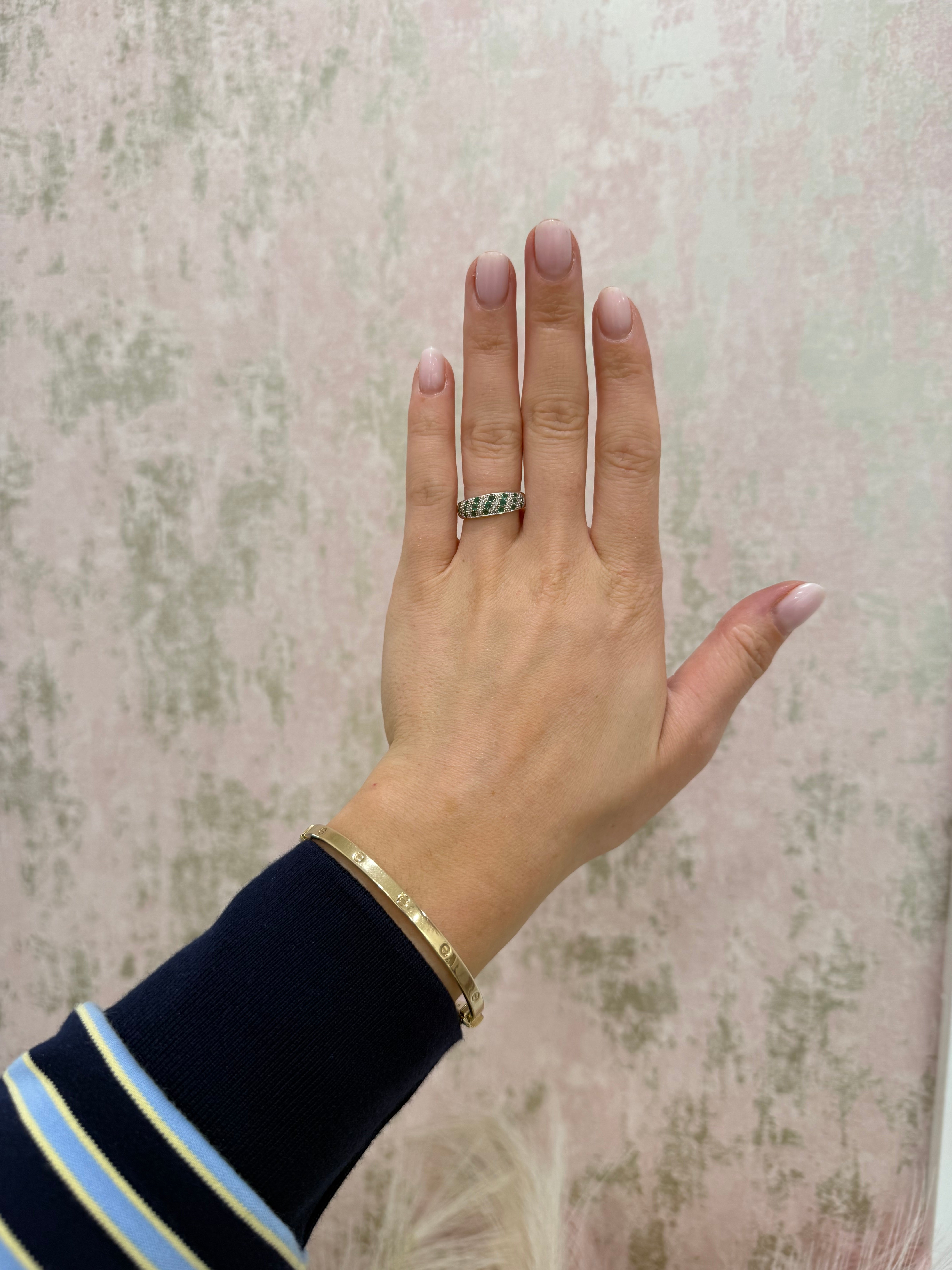 Vintage 9ct Gold, Emerald and Diamond Ring
