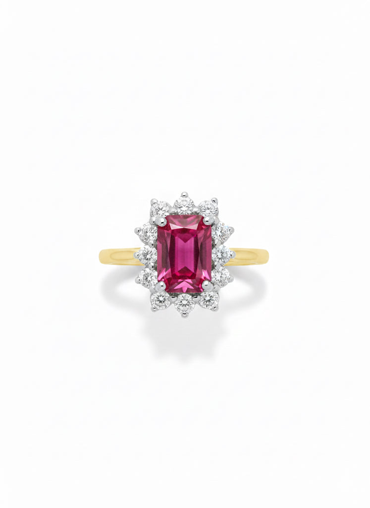 18ct Pink Tourmaline & Diamond Ring
