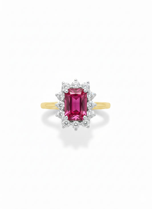 18ct Pink Tourmaline & Diamond Ring