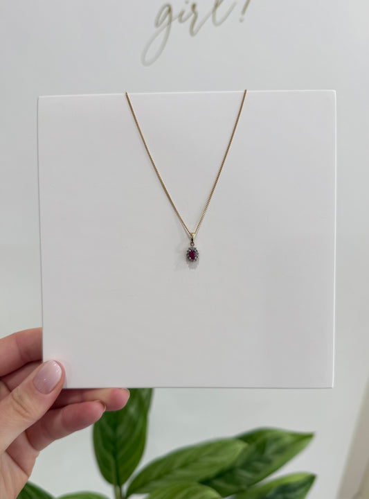 9ct Ruby & Diamond Necklace