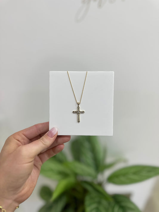 9ct Gold Diamond Cross Necklace